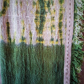 Green & White Tie-Dye Raw Cotton Throw with Green Fringe | 140×200cm Soft & Breathable Cotton Blanket for Sofa & Bed
